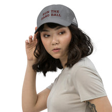 Load image into Gallery viewer, Performance golf cap - Run The Dang Ball hat maroon text